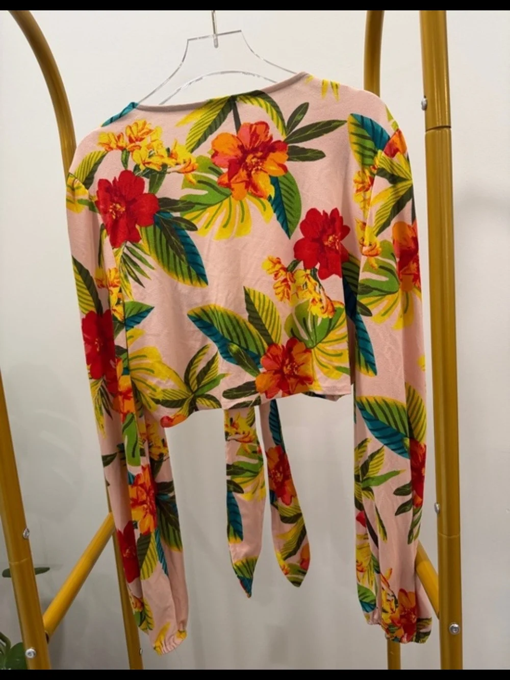 Bar III Pink Floral Tie-Front Swim Cover-Up Top